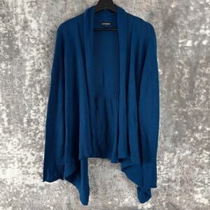 Express Size L Opent Front Cardigan Sweater Blue Long Sleeve Casual Outdoor
